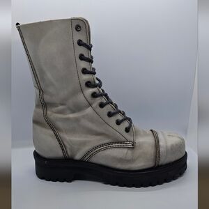 SUPER RARE! Shellys Rangers Light Gray Steel Toe Combat Boot - Sz. 9